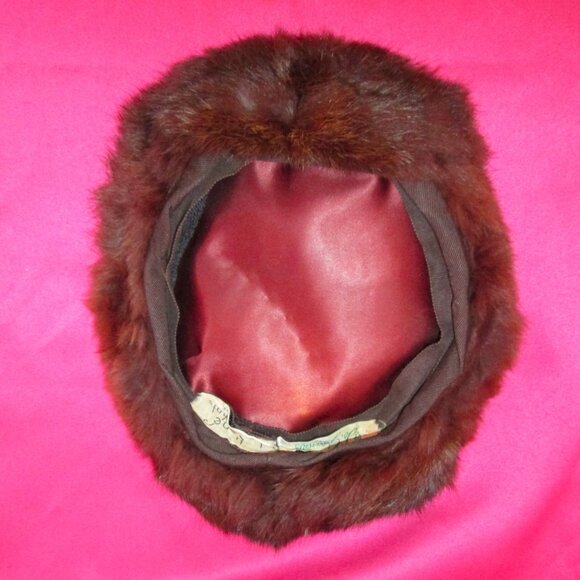 1950s vintage brown fur beret pillbox beret hat - Picture 4 of 4